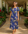 Pali Orchid Muumuu Hawaiian Dress Sapphire Blue