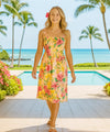 Kahanuola Smock Short Tropical Dress Coral