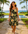Hibiscus Luau Rayon Short Hawaiian Dress Black
