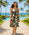 Hibiscus Luau Rayon Short Hawaiian Dress Navy