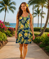 Hibiscus Luau Rayon Short Hawaiian Dress Navy