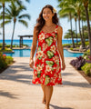 Hibiscus Luau Rayon Short Hawaiian Dress Red