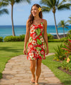 Hibiscus Luau Rayon Short Hawaiian Dress Red