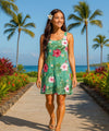 Hibiscus Ladies Rayon Hawaiian Dress Jade