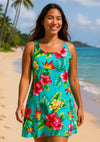 Island Tropical Paradise Rayon Short Dress Marine