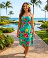 Island Tropical Paradise Rayon Short Dress Marine