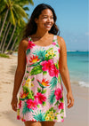Island Tropical Paradise Rayon Short Dress Pink