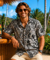 Short Sleeves Tribal Pineapple Hawaiian Shirt Charcoal