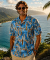 Relax Fit Surf Boards Rayon Men's Hawaiian Shirt Blue Men's Rayon Shirts