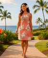 Short Hibiscus Tank Hawaiian Dress Coral