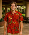 Retro Oasis Rayon Men's Hawaiian Shirt Rust