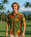Retro Rayon Pineapples Men's Hawaiian Shirt Olive