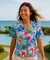 Hibiscus Camp Aloha Women's Painted Shirt Peri