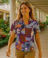Shakabera Fitted Blouse Women Aloha Shirt Purple