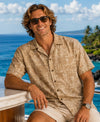 Wrinkle Free Tapa Aloha Shirt Olive Men's Poly Cotton Shirt