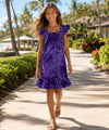 Akela Girls Dress Hawaiian with Cap Sleeves Purple