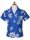 Aloha Fitted Blouse Tropical White Hibiscus