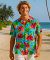 Island Hibiscus Watercolor Hawaiian Shirt Blue