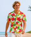 Island Hibiscus Watercolor Hawaiian Shirt White