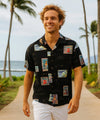 Honolulu Vacation Postcards Hawaiian Shirt Black