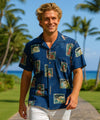 Honolulu Vacation Postcards Hawaiian Shirt Royal Navy
