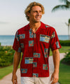 Honolulu Vacation Postcards Hawaiian Shirt Red