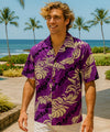 Island Paradise Cotton Aloha Hawaiian Shirt Purple