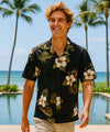 Kailua Hibiscus Cotton Men's Aloha Shirt Black