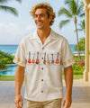Cool Guitars Short Sleeves Border Aloha Shirt White