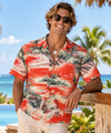 Hana Open Collar Men's Aloha Shirt Orange