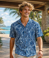 Short Sleeves Rayon Palm Men's Aloha Shirt