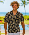 Napali Open Collar Men's Cotton Aloha Shirt Black
