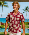 Napali Open Collar Men's Cotton Aloha Shirt Red