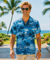 Tiki Cotton Men's Hawaiian Shirt Blue