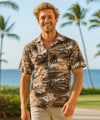 Tiki Cotton Men's Hawaiian Shirt Brown