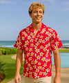 Plumeria Men's Cotton Aloha Shirt Pink