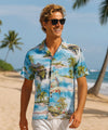 Hana Open Collar Men's Aloha Shirt Blue