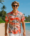 Hana Open Collar Men's Aloha Shirt Orange