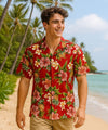 Short Sleeves Lanai Pineapple Cotton Men's Shirt Red