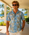 Haulani Poly Cotton Men's Hawaiian Shirt Blue