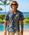 Haulani Poly Cotton Men's Hawaiian Shirt Navy