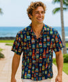 Parrot Head Men's Cotton Aloha Shirt Navy