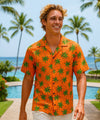 Aloha Palms Men's Cotton Hawiian Shirt Orange