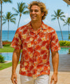 Palms Men's Cotton Hawaiian Shirt Orange