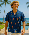 Parrots Cotton Men's Aloha Shirt Navy