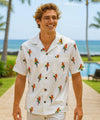 Parrots Cotton Men's Aloha Shirt White