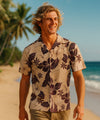 Lanai Adventure Cotton Cool Hawaiian Shirt Dark Magenta