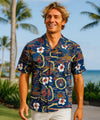 Short Sleeves Hula Girls Men's Aloha Shirt Navy