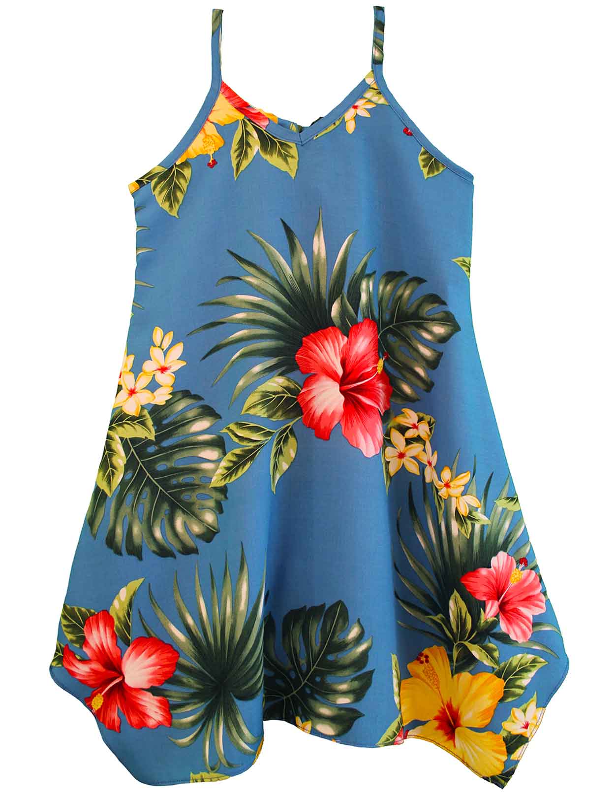 Alohilani V-Neck Girls Dress with Scarf Hem