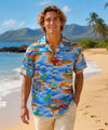 American Dinner Men's Aloha Shirt Blue